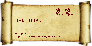 Mirk Milán névjegykártya